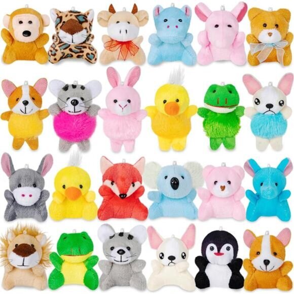 24 Pack‎ Mini Stuffed Animals Bulk Party Favors For Kids Treasure Box Gift Toys - Picture 1 of 6